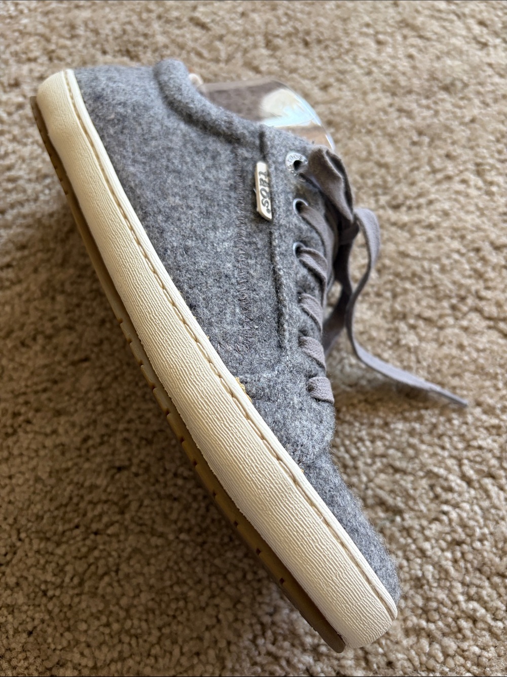 Lace-up Taos Starburst Charcoal Gray Wool Sneakers with Leather Trim Size 8 - Picture 11 of 16
